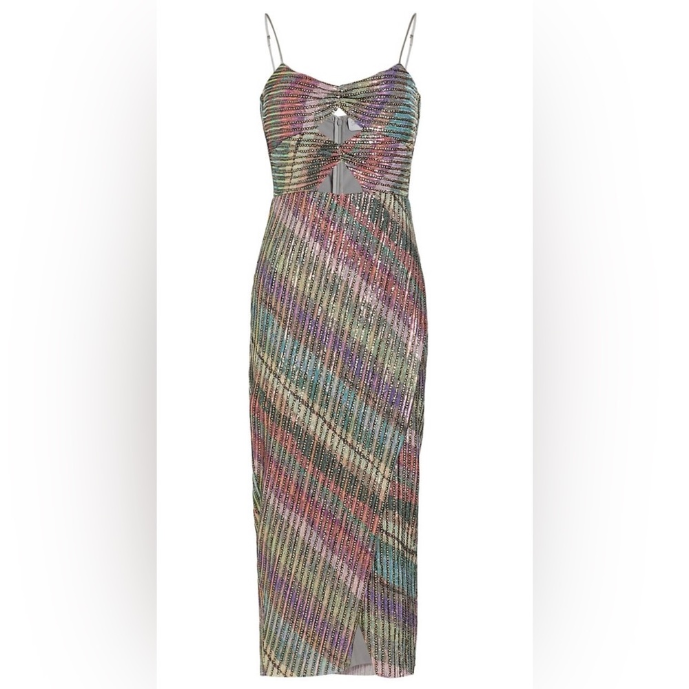 Saylor Rainbow Sequin & Studded Dress in size XS